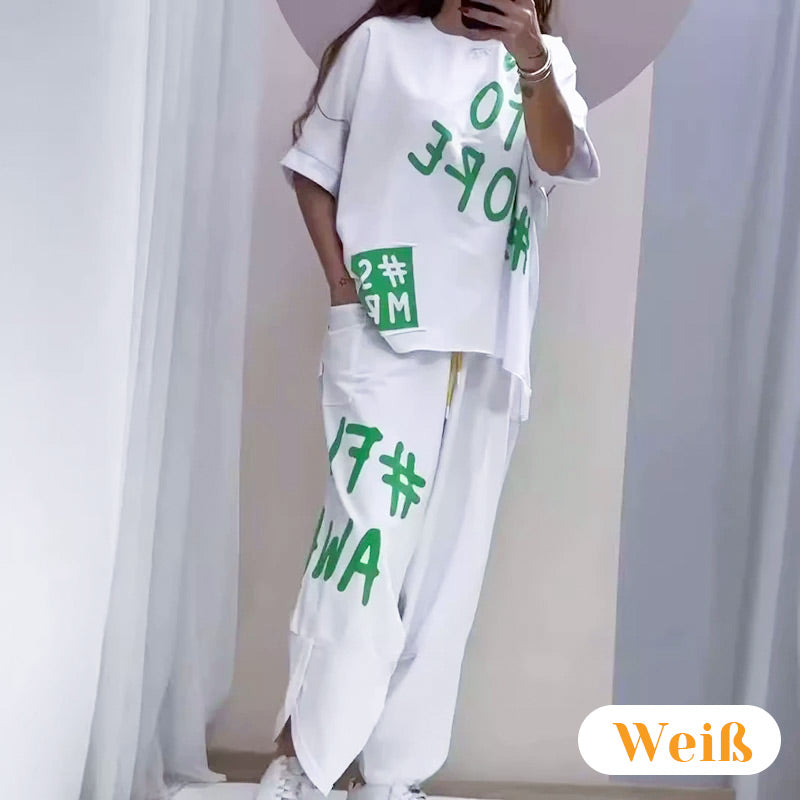 CasualGezellig™ Stijlvolle Tweedelige Set - Perfect Gecoördineerd T-shirt & Broek!