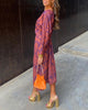 Annelise™ - Elegante jurk met vintage print, V-hals en lange Mouwen