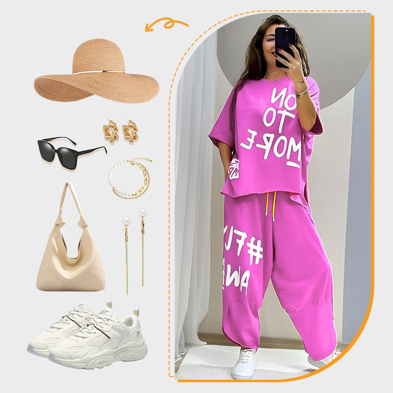 CasualGezellig™ Stijlvolle Tweedelige Set - Perfect Gecoördineerd T-shirt & Broek!