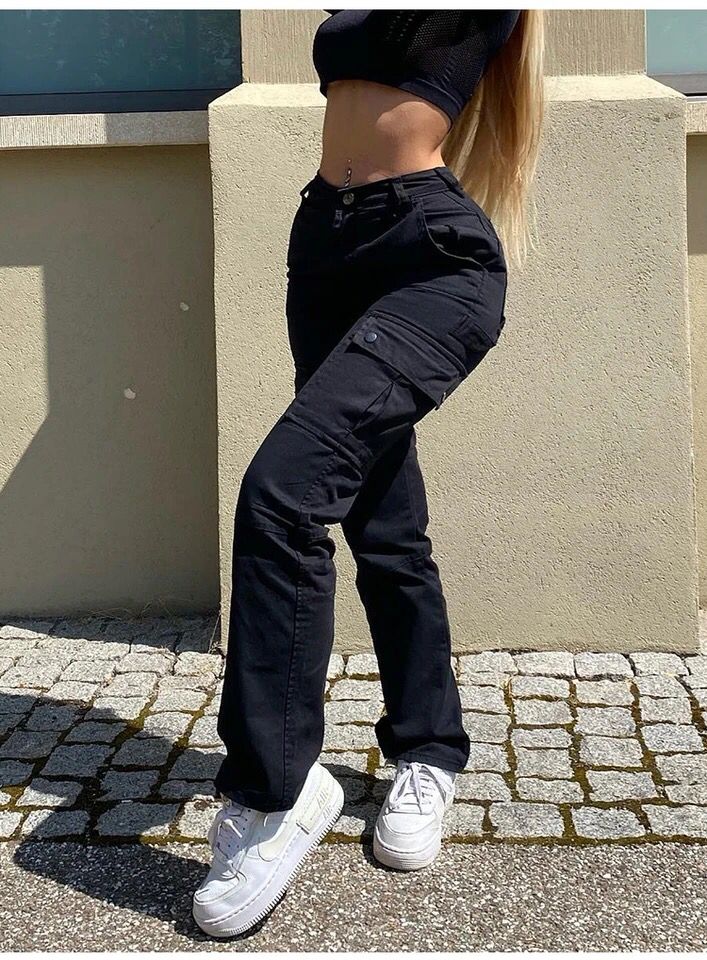 Cargo broek met hoge taille