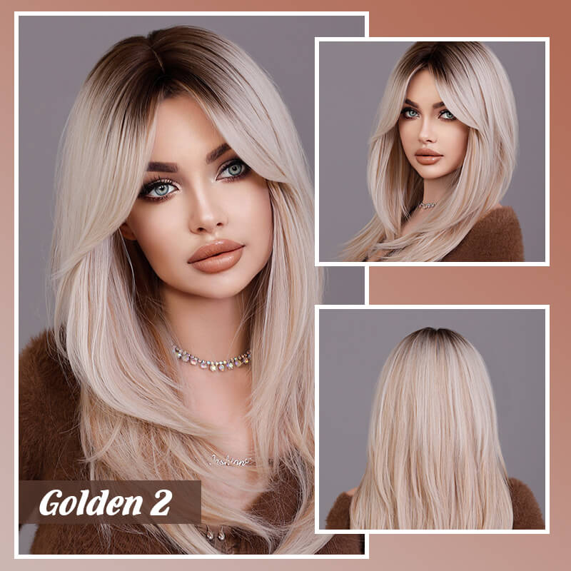 BangsBliss™ - Lange pruik met gelaagde pony voor een stijlvolle transformatie!