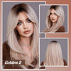 BangsBliss™ - Lange pruik met gelaagde pony voor een stijlvolle transformatie!