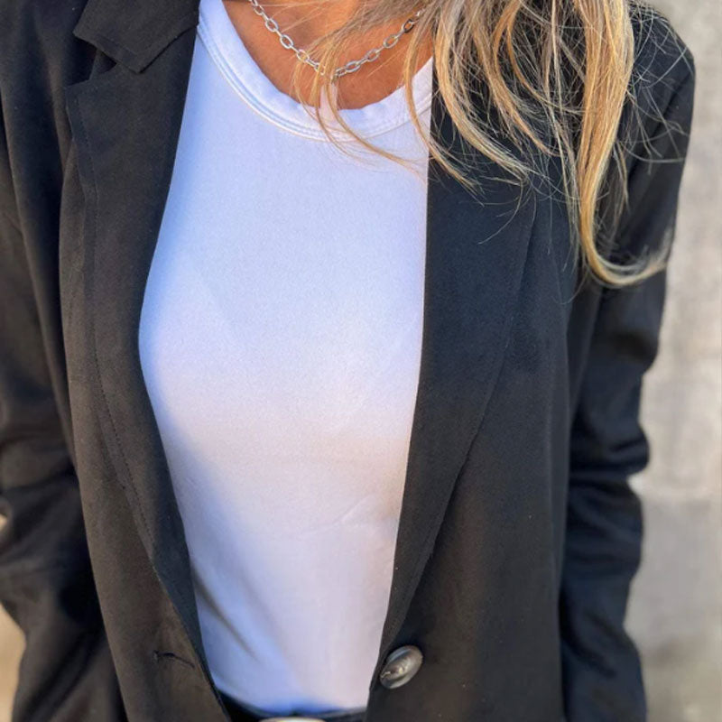 Casual halflange jas met knoopsluiting voor dames met revers™