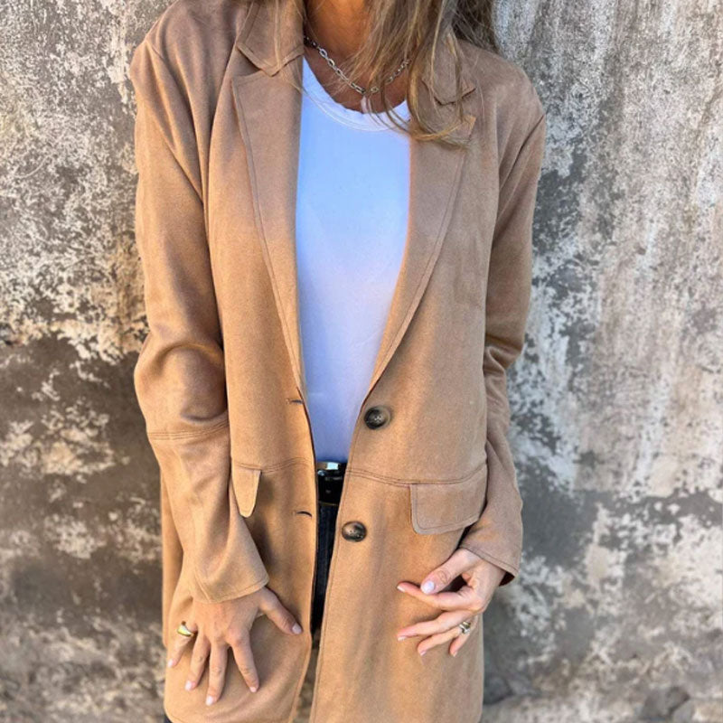 Casual halflange jas met knoopsluiting voor dames met revers™
