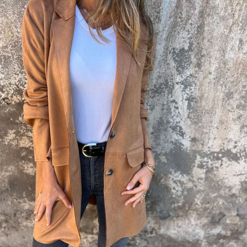 Casual halflange jas met knoopsluiting voor dames met revers™